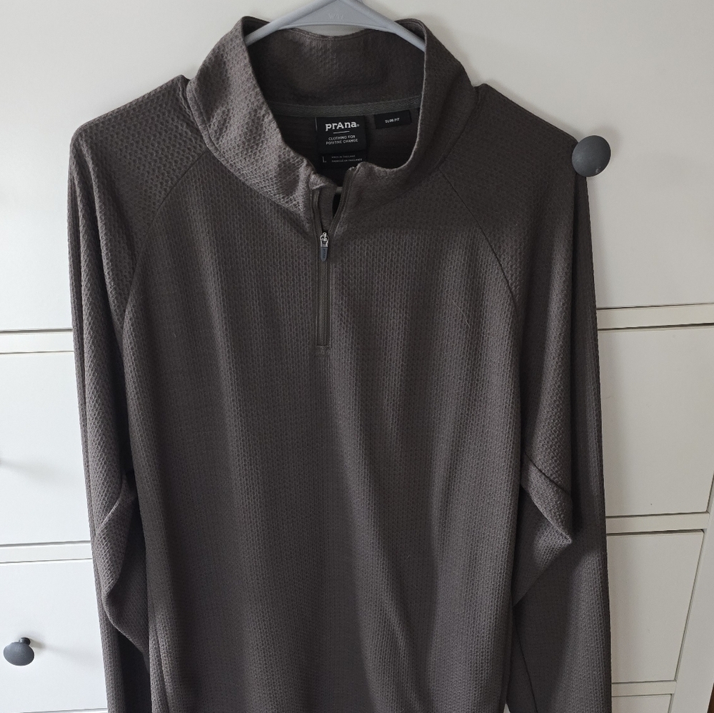 Prana Men's Zip Up Sweater in Dark Gray